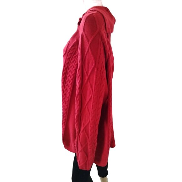 Croft & Barrow Plus Size 2X Sweater With Button Detail Red Textured Cable Knit - Picture 5 of 10